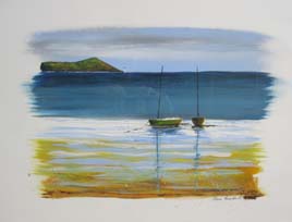 the quiet bay, painting by the sefton art group