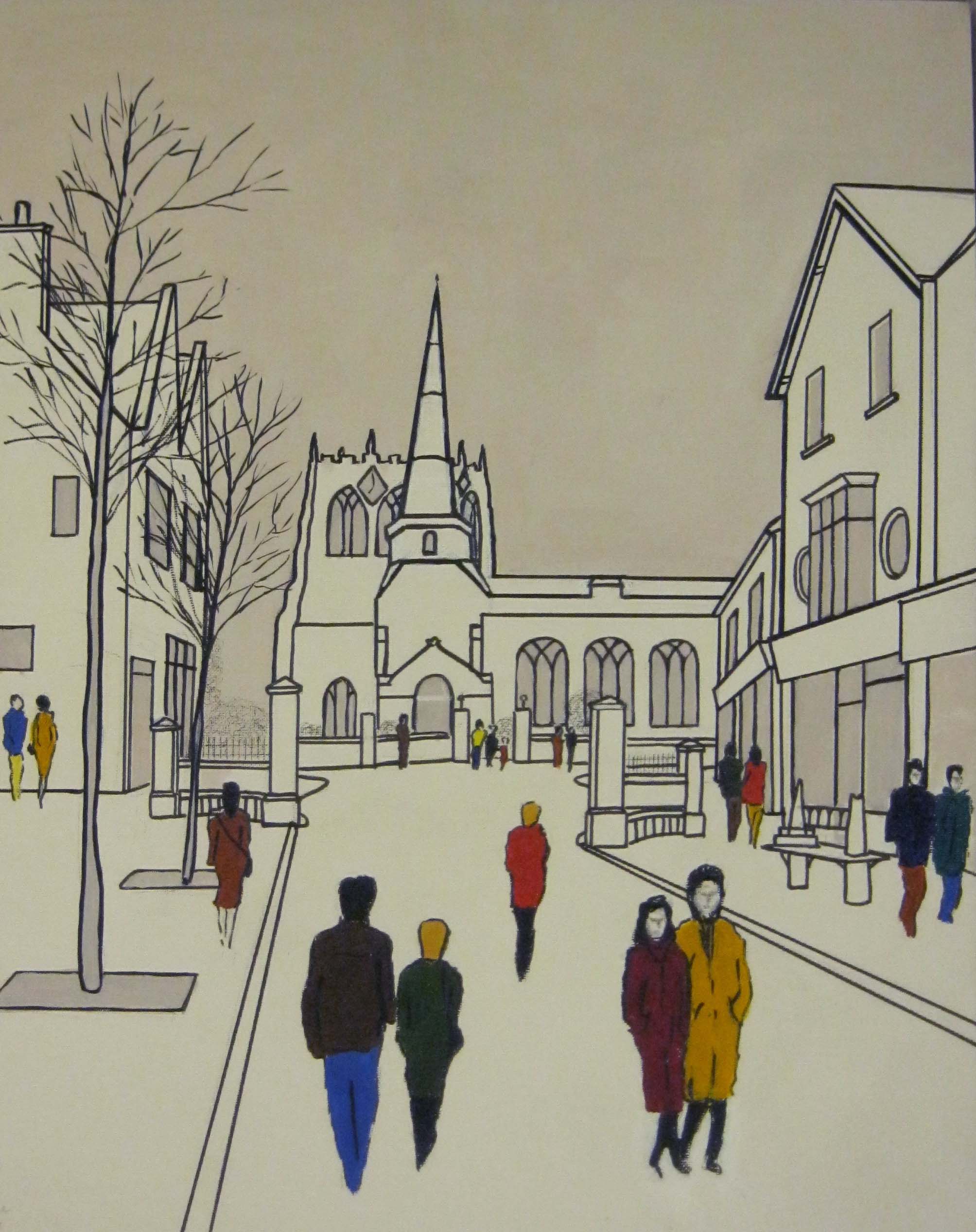 ormskirk, liverpool, painting by the sefton art group artist frank clarke