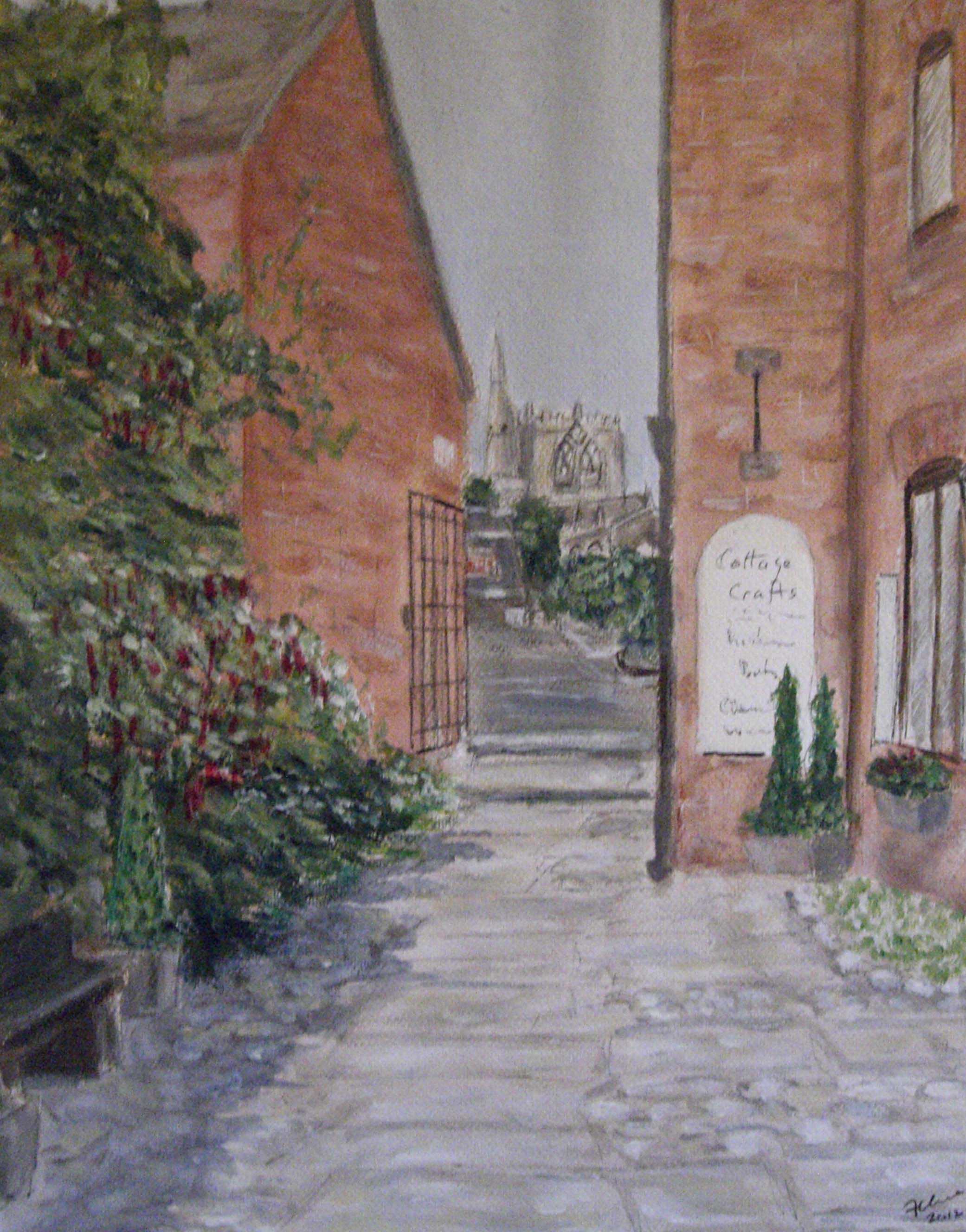 painting of ormskirk by the sefton art group artist frank clarke