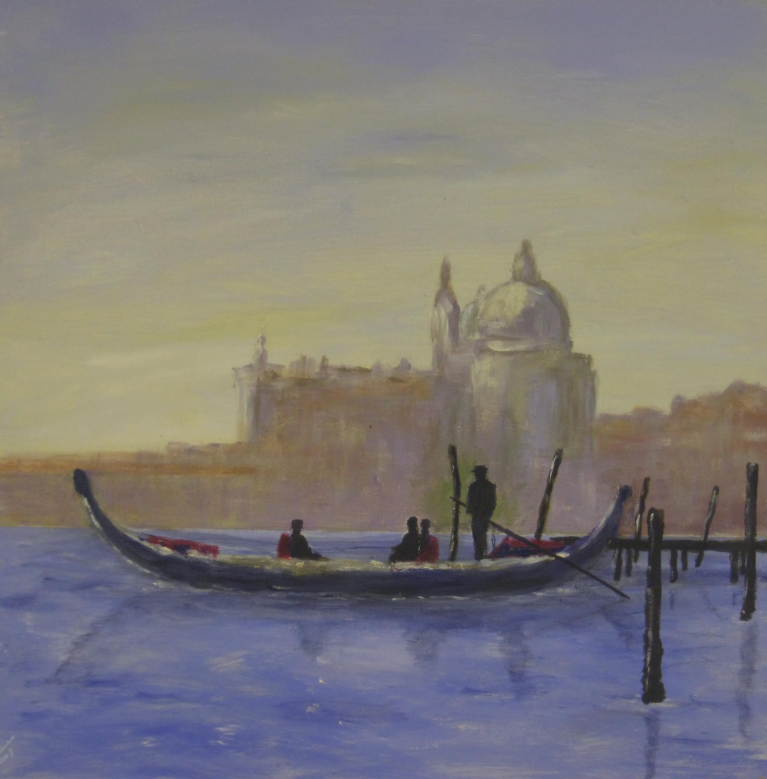 the lagoon, venice, painting by the sefton art group artist frank clarke