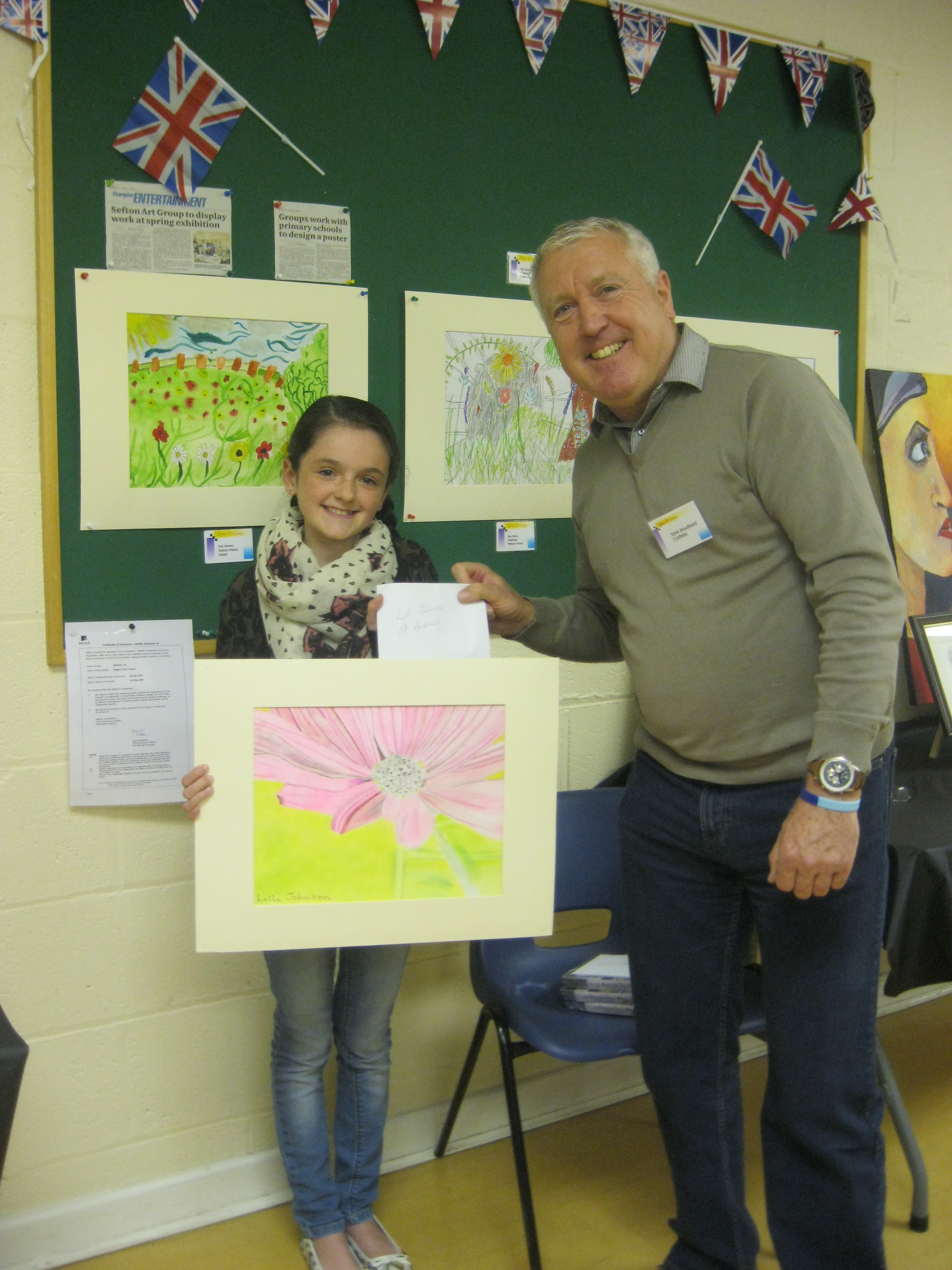 prize giving to local school pupil for her design for art poster